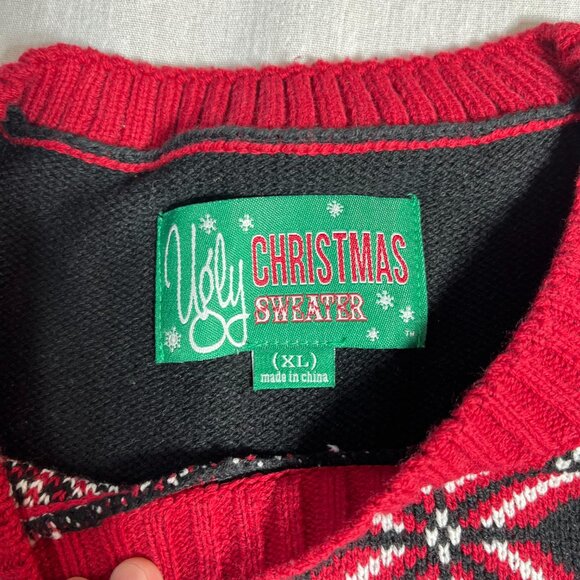 Men Ugly Christmas Sweater Live to Ride - Ride to Live Skeleton on Motorcycle XL - Picture 3 of 9